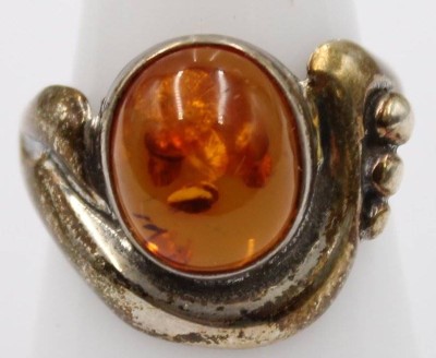 Auktion 366<br>Silberring-800- mit Bernstein, RG 56, 4,5 gr [1]