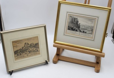 Auktion 366<br>2x Stiche mit Ansichten aus der Schweiz, Basel, je gerahmt/Glas, RG 24 x 28cm u. 22 x 23cm [1]