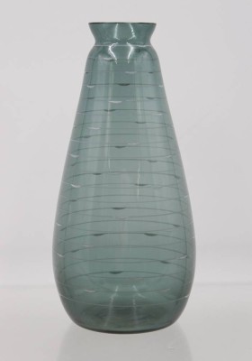 Auktion 366<br>Vintage-Vase, weisse Fadeneinschmelzungen, ca. H-18cm [1]