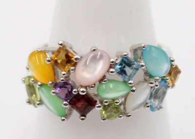 Auktion 366<br>Silberring-925- mit div. Farbsteinen, RG 57, 4,1 gr. [1]