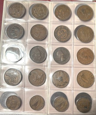 Auktion 366<br>Münzblatt mit 20 Münzen, hpts. 1 Penny, England, Irland, Australien, Süd-Afrika [1]