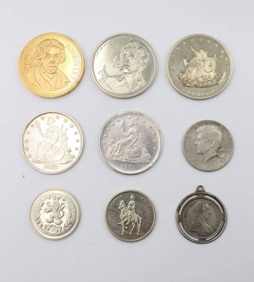 Auktion 366<br>9x div. Medaillen und Münzen, 1x  Dollar Replik [1]