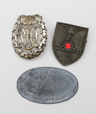 Auktion 366<br>Sportabzeichen, Errinerrungsabzeichen u. 5 RM Organisation Todt für die Britischen Kanalinseln [1]