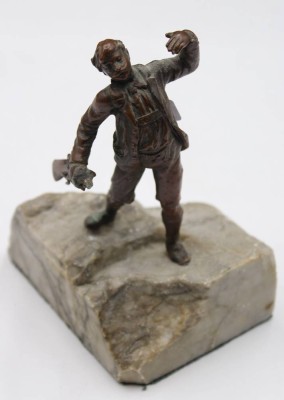 Auktion 366<br>kl. Bronze auf Stein, Gewehr beschädigt, ca. H-13cm [1]