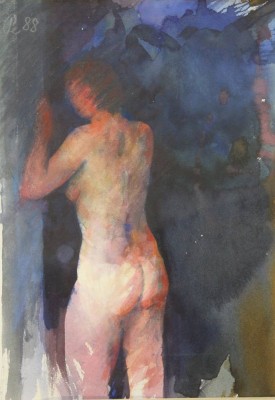 Auktion 366<br>Ulf PETERMANN (1950) , weiblicher Akt, Aquarell, gerahmt/Glas, RG 51 x 41cm [1]