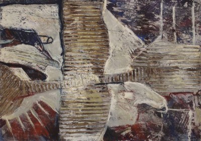 Auktion 366<br>anonymes modernes Gemälde, Mischtechnik, gerahmt/Glas, RG 66 x 51cm [1]