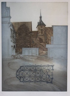 Auktion 366<br>Erhard SCHIEL (1943), Farbradierung, datiert '85,  Nr. 6/100, gerahmt/Glas, RG 72 x 51cm [1]