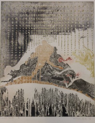 Auktion 366<br>E.Wencka o.ä., Farbradierung, Nr. 1/2, gerahmt/Glas, RG 68 x 55cm [1]