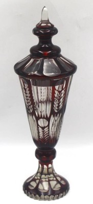 Auktion 366<br>hoher Rubinglas-Deckelpokal, Böhmen, H-41 cm [1]