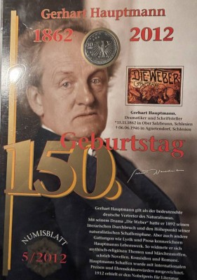 Auktion 366<br>10 Euro Numisbrief G. Hauptmann 2012, in Display [1]