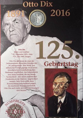 Auktion 366<br>10 Euro Numisbrief Otto Dix 2016, in Display [1]