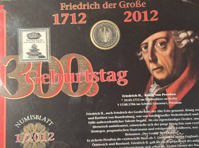 Auktion 366<br>10 Euro Numisbrief Friedrich d. Grosse  2012, in Display [1]
