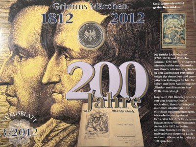 Auktion 366<br>10 Euro Numisbrief Grimms Märchen 2012, in Display [1]