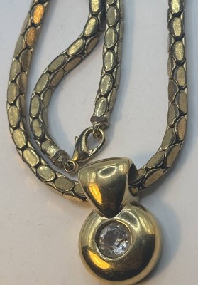 Auktion 366<br>massive Double-Kette mit Anhänger, klarer Stein, 70,2 gr. [1]