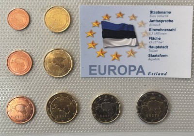 Auktion 366<br>Euro Münzsatz 2011 in Blister, Estland [1]