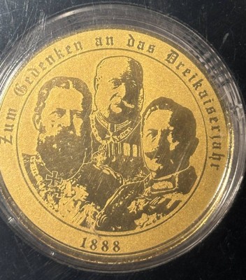 Auktion 366<br>Goldmedaille-999- Drei Kaiser Jahr 1888, 2022 [1]