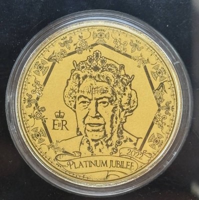 Auktion 366<br>Goldmedaille-Queen Elizabeth II, Platinum Jubilee, Gold-999-, 1/200 Unze, D-40 mm, mit Zertifikat [1]