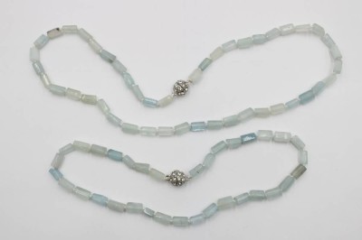 Auktion 366<br>2x Halsketten, Aquamarine, ca. L-46cm u. L-64cm [1]