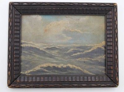 Auktion 366<br>kl. Seestück, unsigniert, in der Art von Heinz MINDERMANN (1872-1959), älter, Öl/Malkarton, restau.bedürftig, RG 17 x 21cm [1]