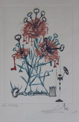 Auktion 366<br>Salvador Dalí (1904-1989), Carnation &  Keys, Serie Surrealist Flowers, 1972, Farblithografie, BG 34,5 x 25cm [1]