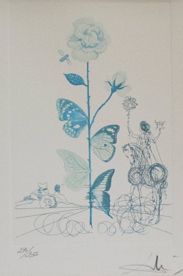 Auktion 366<br>Salvador Dalí (1904-1989), The Butterfly Rose (La Rose aux Papillons), Lithographie, Nr. 290-350, gerahmt, RG 40 x 34cm [1]