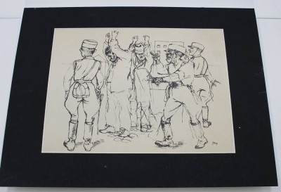 Auktion 366<br>George Grosz (1893-1959), Bringing into Conformity, 1935, Federlithographie, ungerahmt in Passepartout, 30 x 40cm [1]