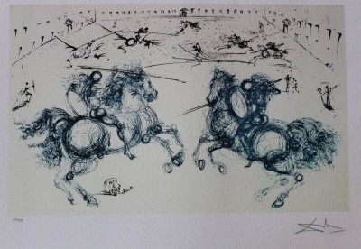 Auktion 366<br>Salvador Dalí (1904 - 1989), Die blauen Reiter, Farblithographie, Nr. 139/315, ungerahmt, BG 45 x 61cm [1]