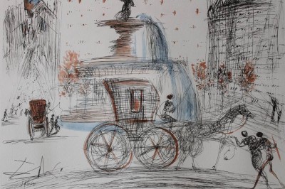 Auktion 366<br>Salvador DALI (1904-1989) , New York City Plaza, Lithographie, in Platte signiert, ungerahmt, BG 50 x 65cm [1]