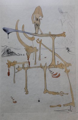 Auktion 366<br>Salvador DALI (1904-1989), Paysage avec squelette, Radierung, Nr. 15/150, gerahmt/Glas, RG 80x 60cm [1]