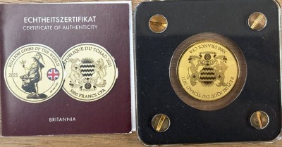 Auktion 366<br>Goldmunze Tschad 2021-3000 Franc CFA, 1/500 Unze, mit Zertifikat [1]