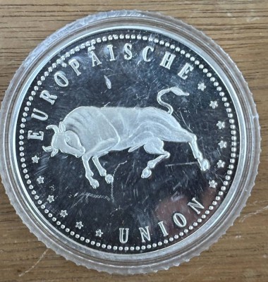 Auktion 372<br>Medaille 10 jahre europäische Union, D-3,5 cm, PP, gekapselt [1]