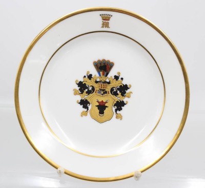 Auktion 366<br>Studentika-Wappenteller, jug. Corps Boroussia Bonn, Mecklenburg (Niederadel!), Diedrich v., 1855, D-20cm [1]
