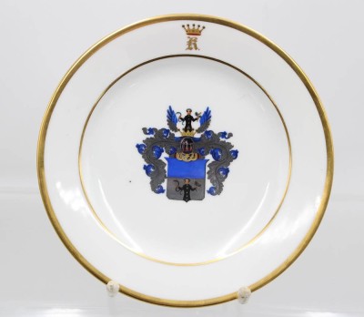 Auktion 366<br>Studentika-Wappenteller, jug. Corps Boroussia Bonn, Krause, Hugo v., 1855, D-20cm [1]