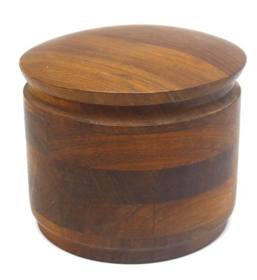 Auktion 366<br>gr. runde Holz Deckeldose, Handarbeit, H-11 cm, D-13 cm [1]