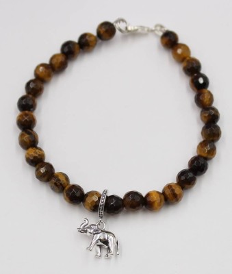 Auktion 366<br>Armband, Tigerauge und kl. Silber-Elephantenanhänger, ca. L-18cm [1]