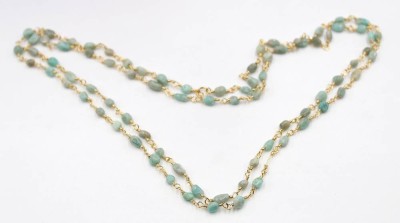 Auktion 366<br>Halskette, vergoldet und wohl Amazonit, ca. L-100cm [1]
