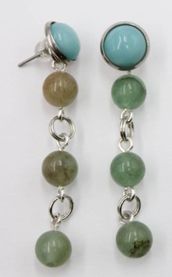 Auktion 366<br>Paar Ohrstecker, mit Türkis und Jade?, ca. L-5cm [1]