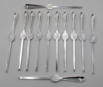 Auktion 366<br>12x Hummergabeln, versilbert, je ca. L-19cm [1]