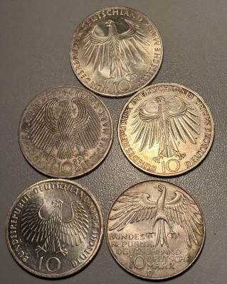 Auktion 366<br>5x 10 Mark Sondermünzen, Silber [1]