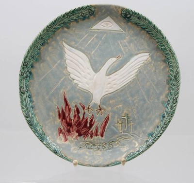 Auktion 366<br>Platte mit Friedenstaube, Künstlerplatte, monogrammiert 