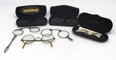 Auktion 366<br>6x alte Nasenkneifer, Lorgnon etc., tw. mit Etuis [1]