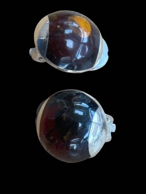 Auktion 366<br>Paar  Silber Ohrclips mit Bernstein, 6,3 gr, H-1,6 cm [1]