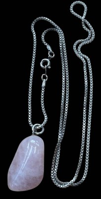 Auktion 366<br>Silberkette-925-, L-60 cm, mit gr. Rosenquartz [1]