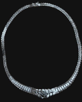 Auktion 366<br>massives Silber-925- Collier mit 10 blauen Steinen, L-ca. 40 cm, 27,5 gr., [1]