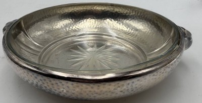 Auktion 366<br>plated Schale mit Kr4istall-Einsatz 