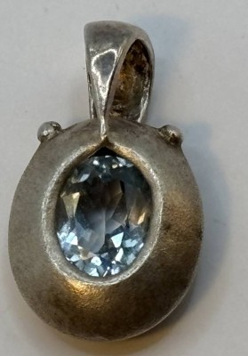 Auktion 366<br>Anhänger, Silber-925-, blauer Stein, L-2,5 cm,  4,3 gr. [1]