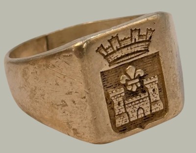 Auktion 366<br>Silberring-925- mit Wappen, RG 61, 9,2 gr. [1]