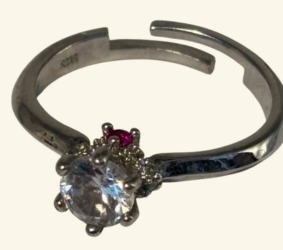 Auktion 366<br>offener Silberring-925-, mit gr. klaren Centerstein, beidseitig kl. rote Steine, 2,7 gr [1]