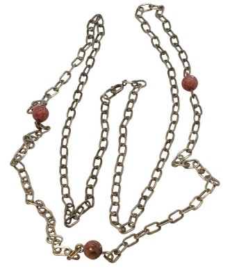 Auktion 366<br>lange Silber-Halskette mit 3 Rosenquartz Kugeln, L-86 cm, 15,2 gr. [1]