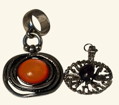 Auktion 366<br>2x grosse, versilberte Modeschmuck Anhänger mit Steinen, 1x 9-1x 5 cm, zusammen 80,6 gr [1]